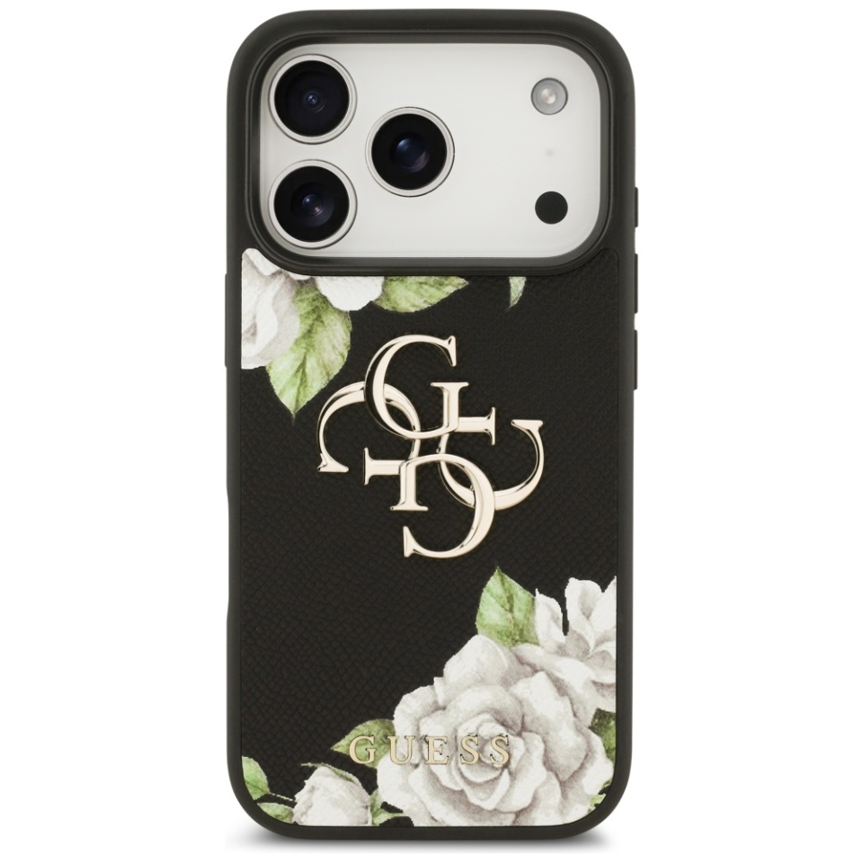 Husa pentru iPhone 17 Pro Max, Hardcase 4G Grained Roses Big Logo, Protectie Slim, Compatibila, Negru - 1 | YEO