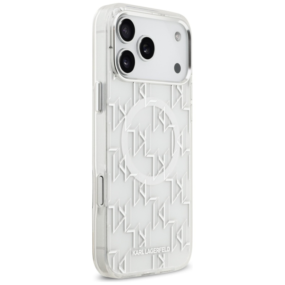Husa pentru iPhone 17 Pro Max, IML Glitter K&C Heads Logo MagSafe, Clear Mono Karl&Choupette - 5