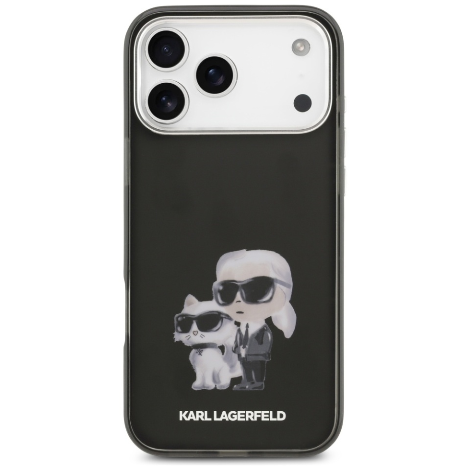 Husa pentru iPhone 17 Pro Max, IML Glitter K&C Heads Logo MagSafe, Clear Mono Karl&Choupette - 1 | YEO