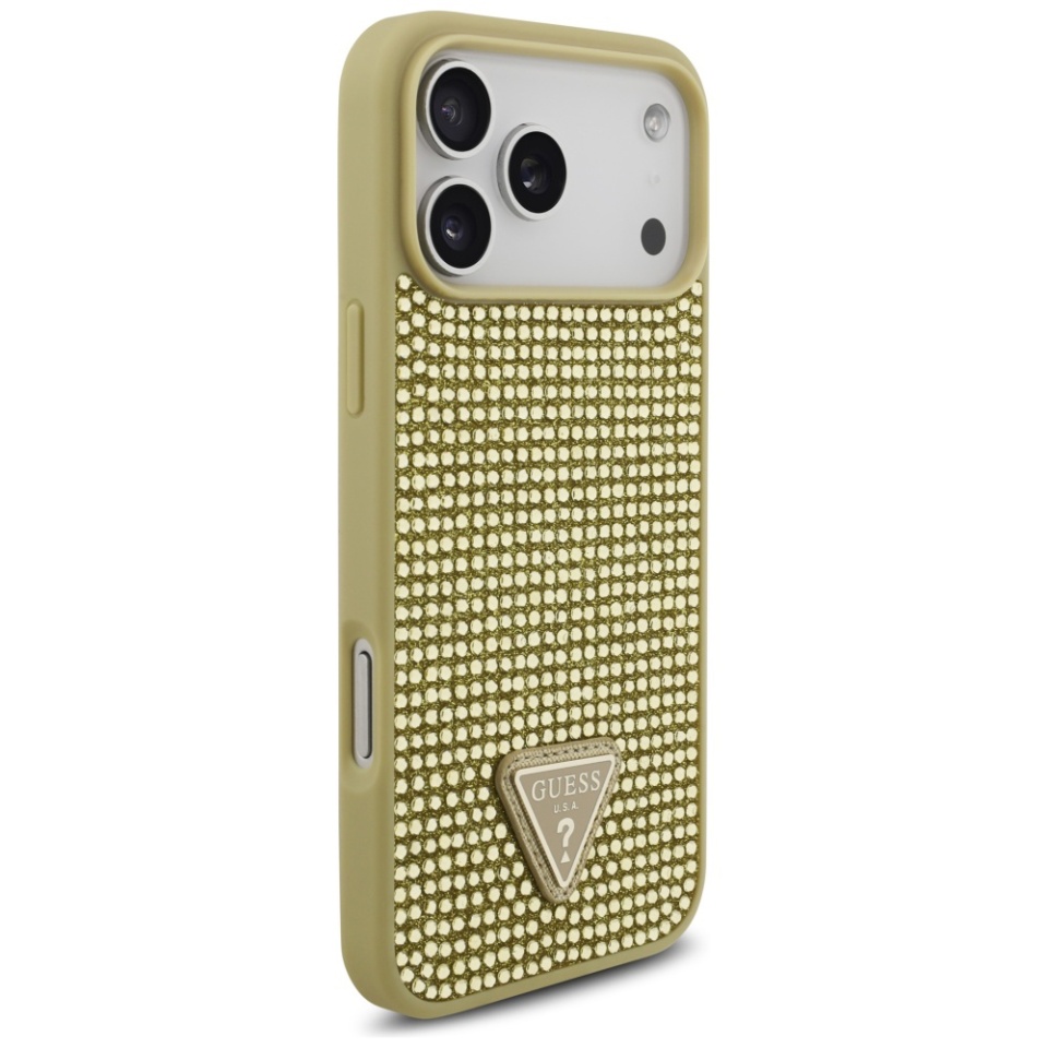 Husa pentru iPhone 17 Pro Max, Rhinestone Triangle, Guess, Auriu - 3 | YEO