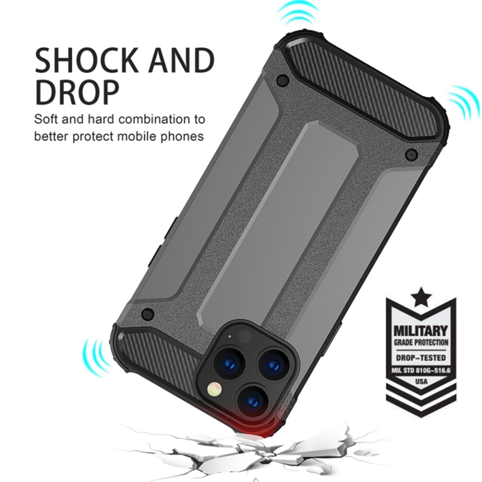 Husa pentru iPhone 17 Pro Max, SKYDDAR INNOVATION, Hybrid Armor, din Plastic Dur, Margini Cauciucate, Antisoc, Negru, set cu sticker - 3 | YEO