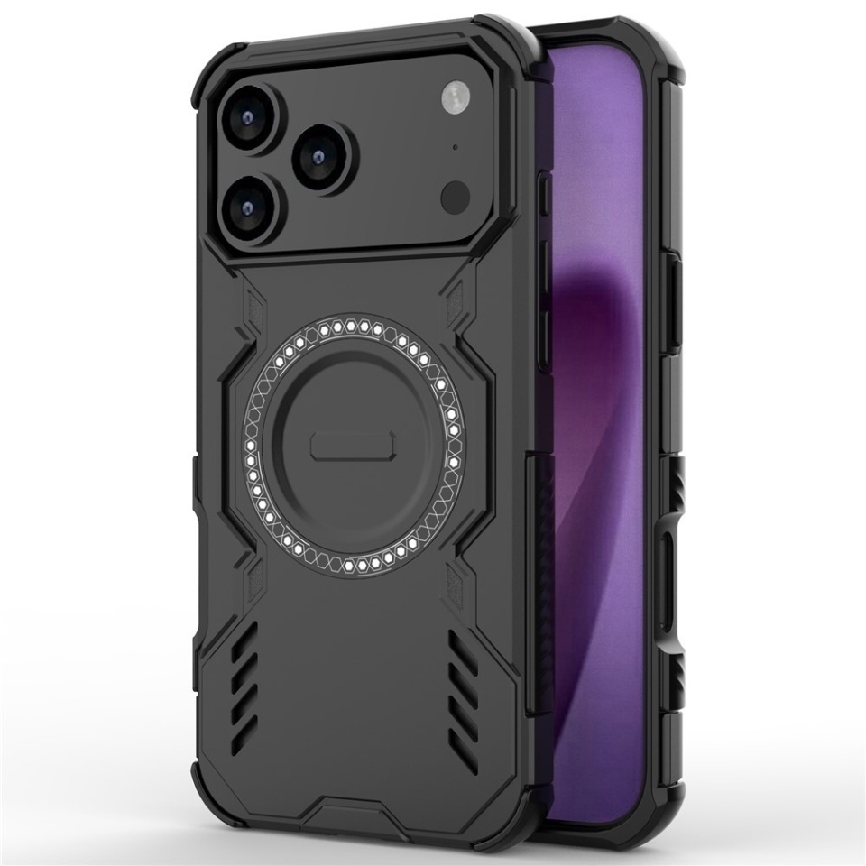 Husa pentru iPhone 17 Pro Max, SKYDDAR INOVATION, ArmorMag, Magsafe, set cu sticker, Negru