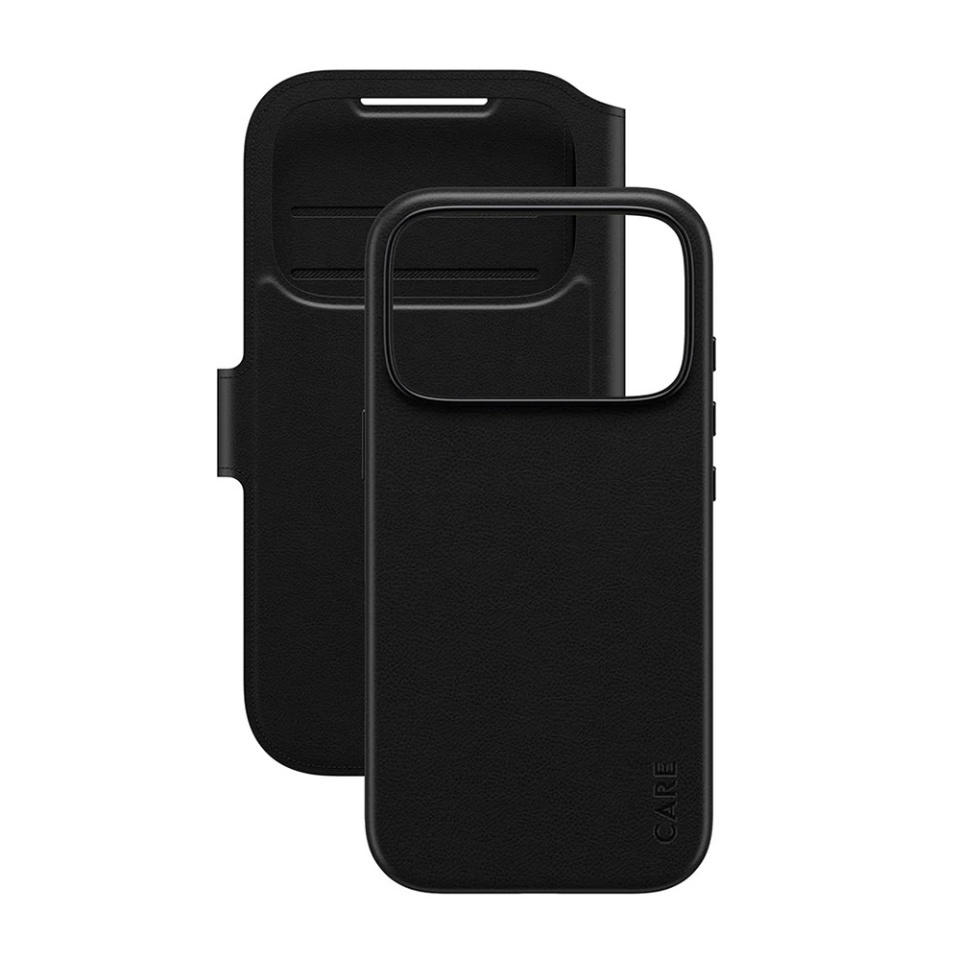 Husa pentru iPhone 17 Pro, PanzerGlass, CARE Feature MagSafe Case Tango Two-in-One Wallet, Tip Carte Detasabila 2in1 cu Portofel si Prindere Magnetica, Piele Ecologica, Antisoc, Negru - 1 | YEO