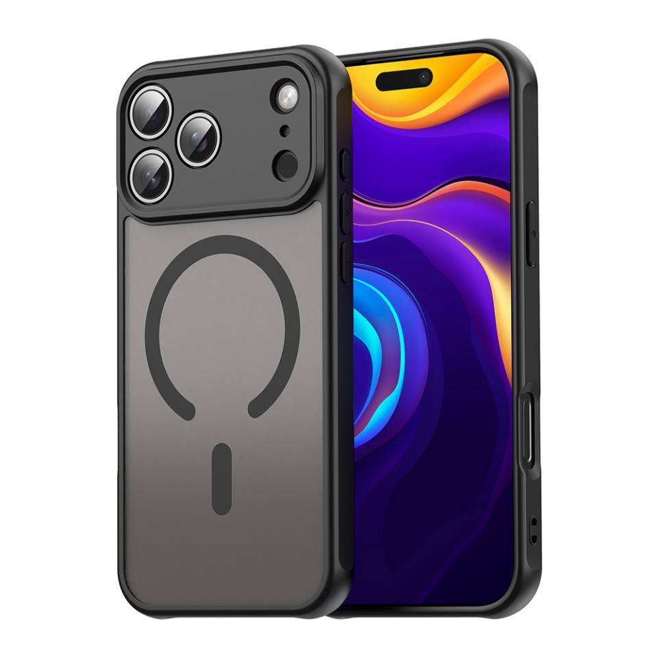 Husa pentru iPhone 17 Pro, SKYDDAR INNOVATION, HaloFrost MagSafe II, Antisoc, set cu sticker, Negru - 1 | YEO