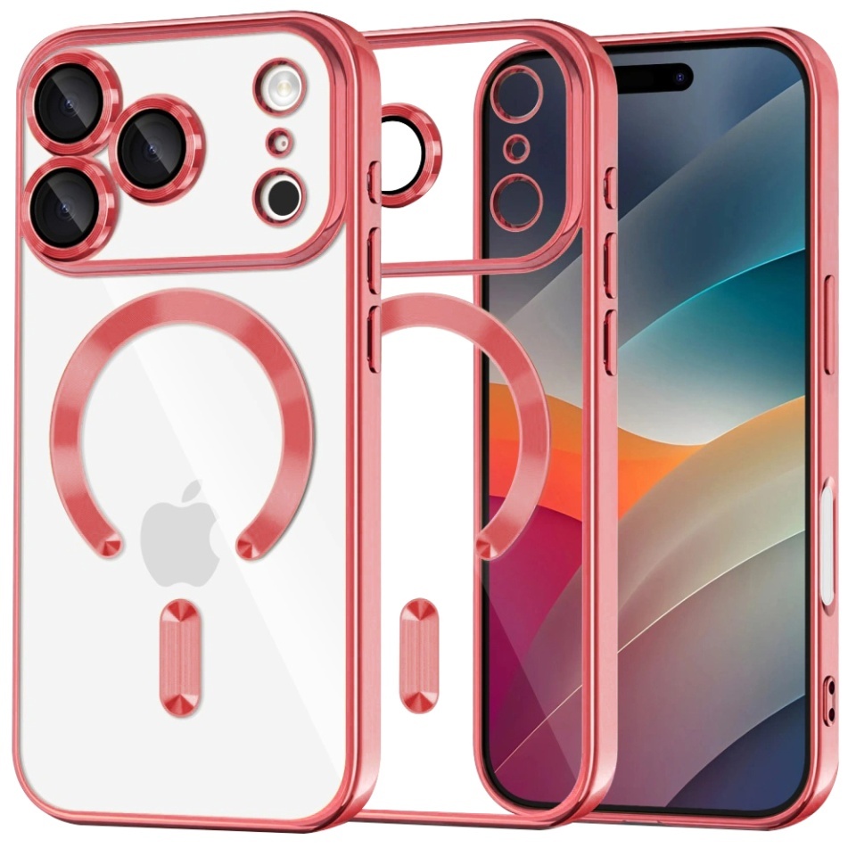Husa pentru iPhone 17 Pro, SKYDDAR INNOVATION, Luxury Shield Magsafe, Protectie Antisoc, set cu sticker, Rosu