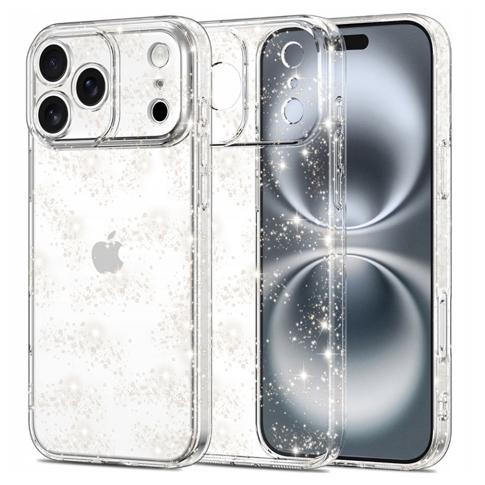Husa pentru iPhone 17 Pro, SKYDDAR INNOVATION, SparkleSkin din Silicon TPU cu Sclipici, Design Elegant, set cu sticker, Transparenta