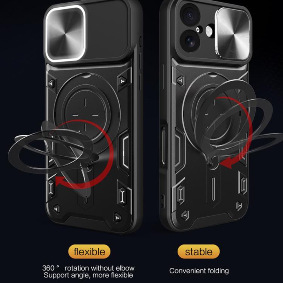 Husa pentru iPhone 17, SKYDDAR INNOVATION, CamGuard Pro, Inel Magnetic, Protectie Camera, set cu sticker, Negru - 3 | YEO