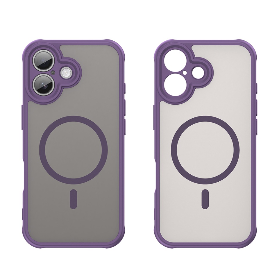 Husa pentru iPhone 17, SKYDDAR INNOVATION, HaloFrost MagSafe II, Antisoc, set cu sticker, Mov - 1 | YEO