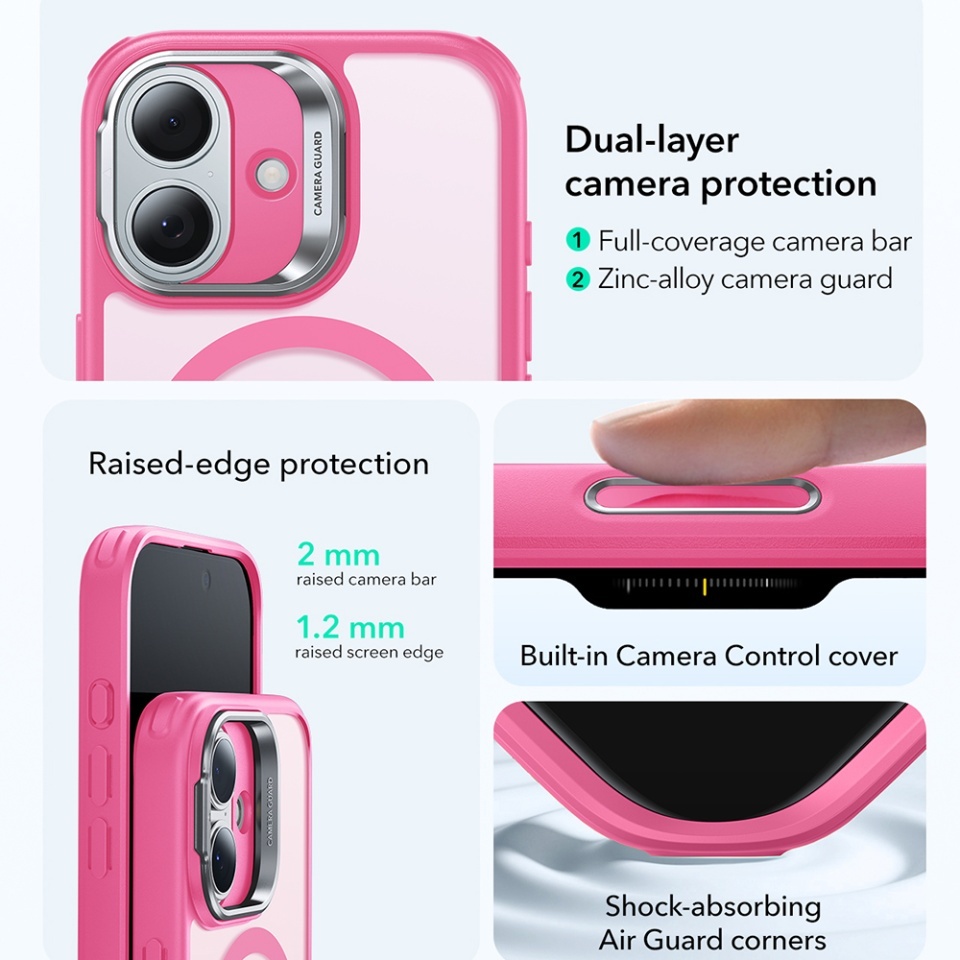 Husa pentru iPhone 17, slim, ESR Classic Hybrid HaloLock Kickstand, Roz - 2 | YEO
