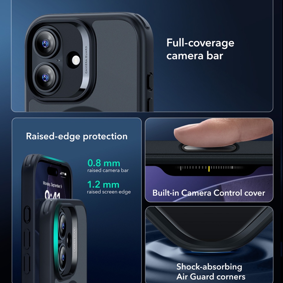 Husa pentru iPhone 17, slim, ESR Classic Hybrid HaloLock, Negru frost - 2 | YEO