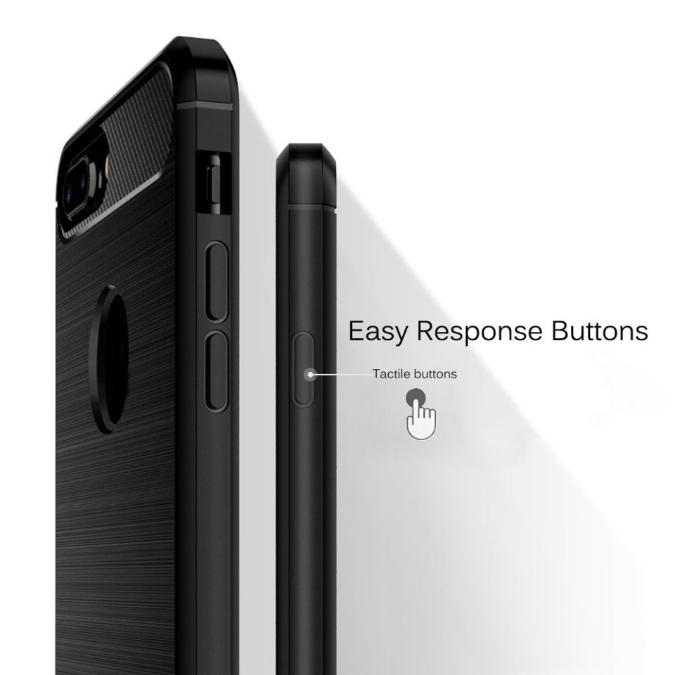 Husa pentru iPhone 7 Plus, SKYDDAR INNOVATION, Carbon Silicone, din Silicon Slim, cu textura Fibra Carbon, set cu sticker, Negru - 3 | YEO