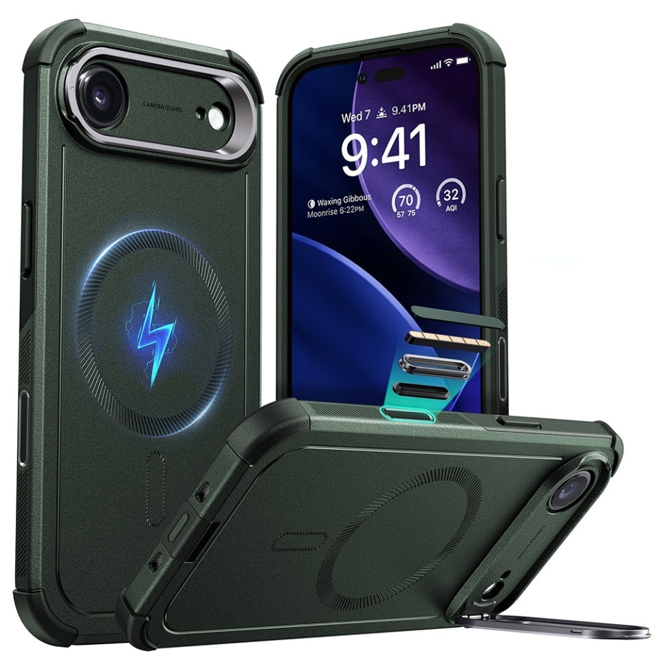 Husa pentru iPhone Air, ESR Cyber Armor Kickstand, Verde