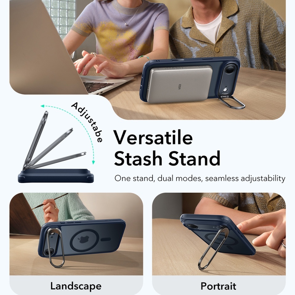 Husa pentru iPhone Air, slim, ESR Classic Hybrid HaloLock Kickstand, Bleu - 3 | YEO