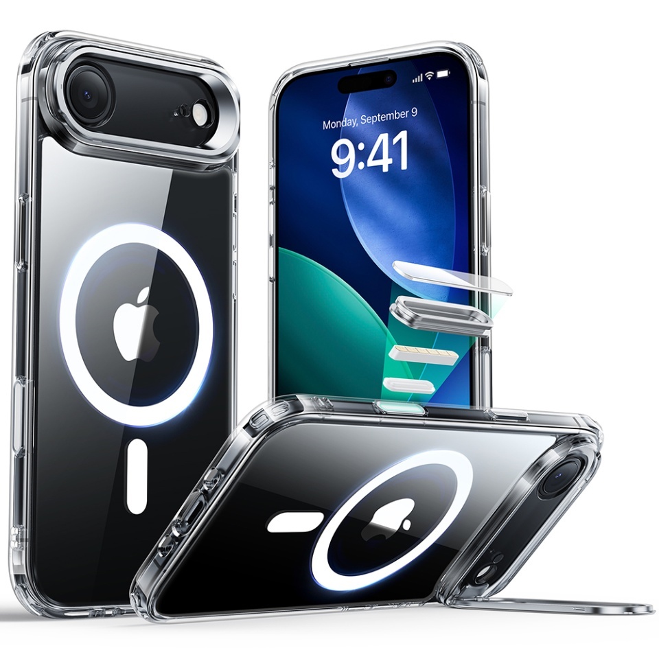 Husa pentru iPhone Air, slim, ESR Classic Hybrid HaloLock Kickstand, Transparenta
