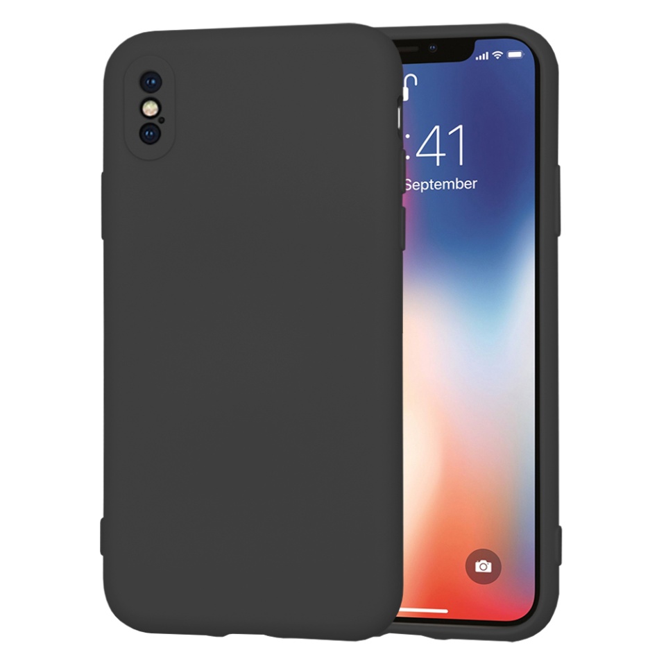 Husa pentru iPhone X, iPhone 10 / XS din Silicon Catifelat, Protectie Premium, Skyddar SoftElegance - Negru