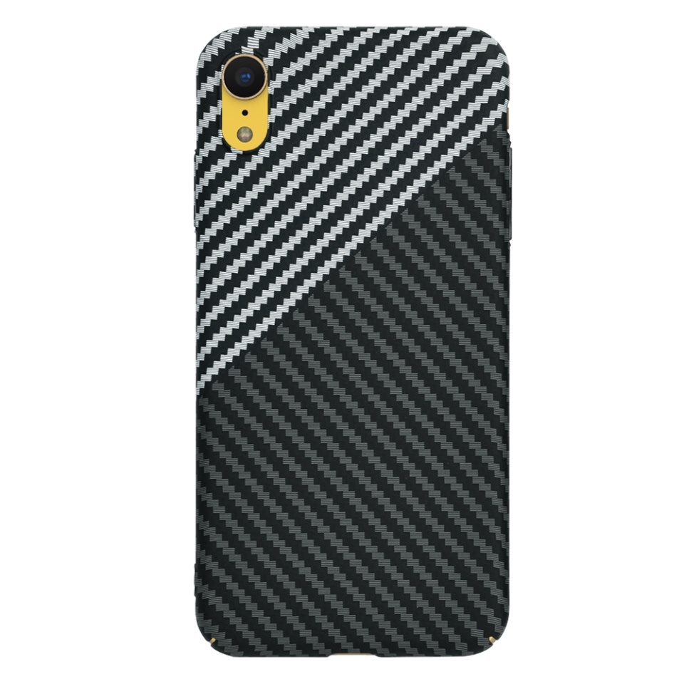 Husa pentru iPhone XR, SKYDDAR INNOVATION, textura carbon, Carbonite FiberShell, set cu sticker, Gri, - 2 | YEO