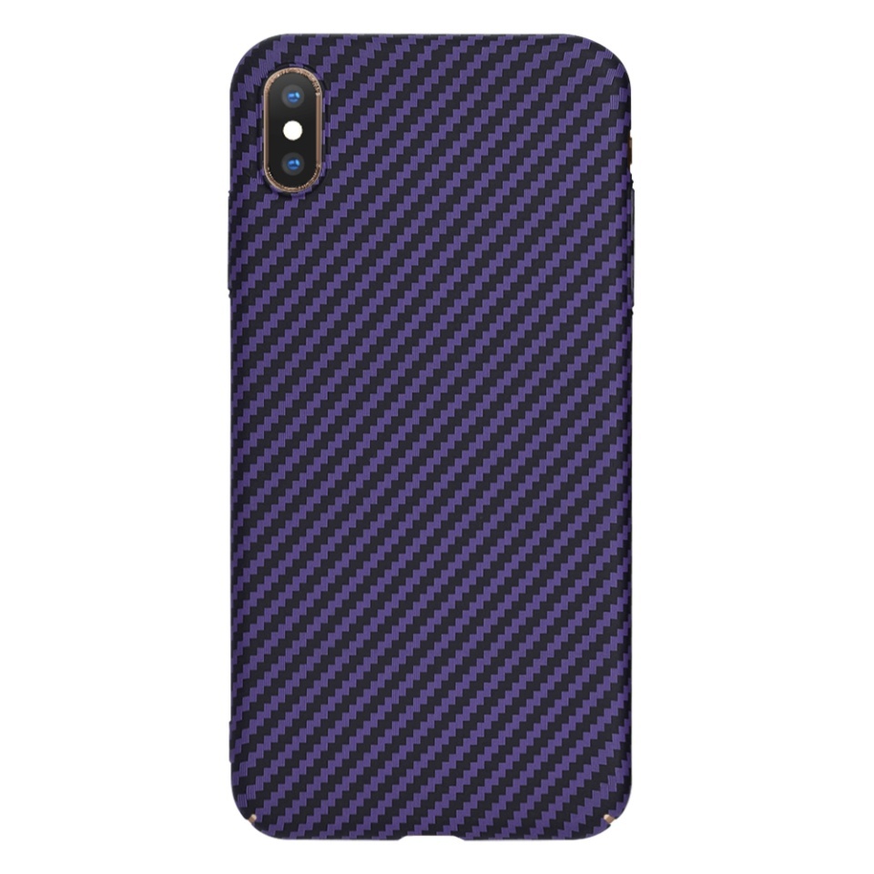 Husa pentru iPhone XS Max, SKYDDAR INNOVATION, textura carbon, Carbonite FiberShell, set cu sticker, Mov, - 2 | YEO