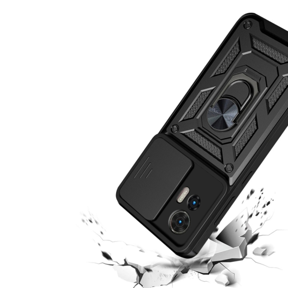 Husa pentru Motorola Edge 30 Neo, SKYDDAR INNOVATION, CamShield, Inel magnetic, set cu sticker, Roz - 2 | YEO