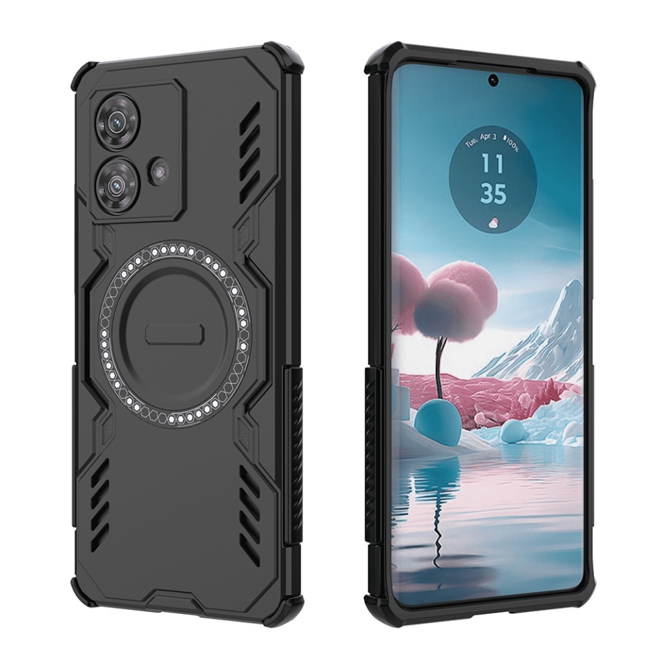 Husa pentru Motorola Edge 40 Neo, SKYDDAR INOVATION, ArmorMag, Magsafe, set cu sticker, Negru - 1 | YEO
