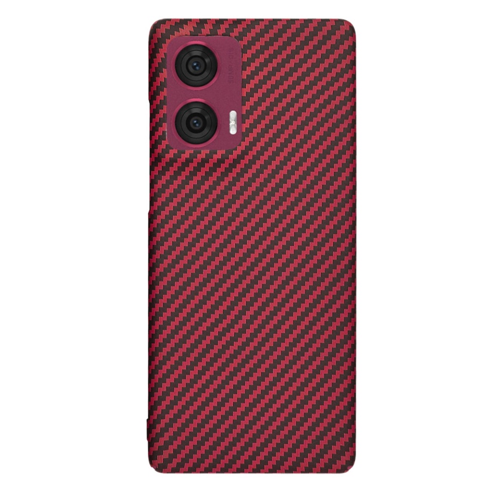 Husa pentru Motorola Edge 50 Fusion, Finisaj Premium cu Textura de Carbon, Design Elegant, SKDR CarbonFlex - Rosu - 1 | YEO