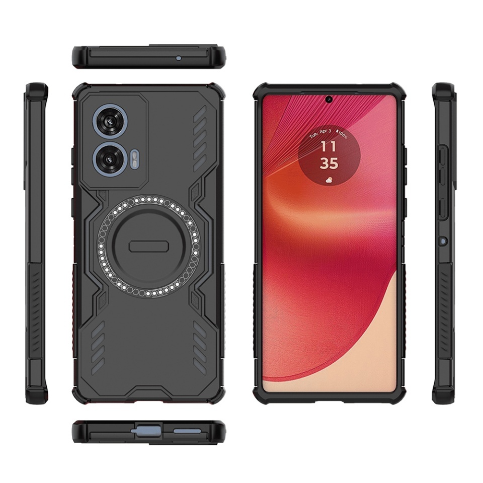 Husa pentru Motorola Edge 50 Fusion, SKYDDAR INOVATION, ArmorMag, Magsafe, set cu sticker, Negru - 3 | YEO