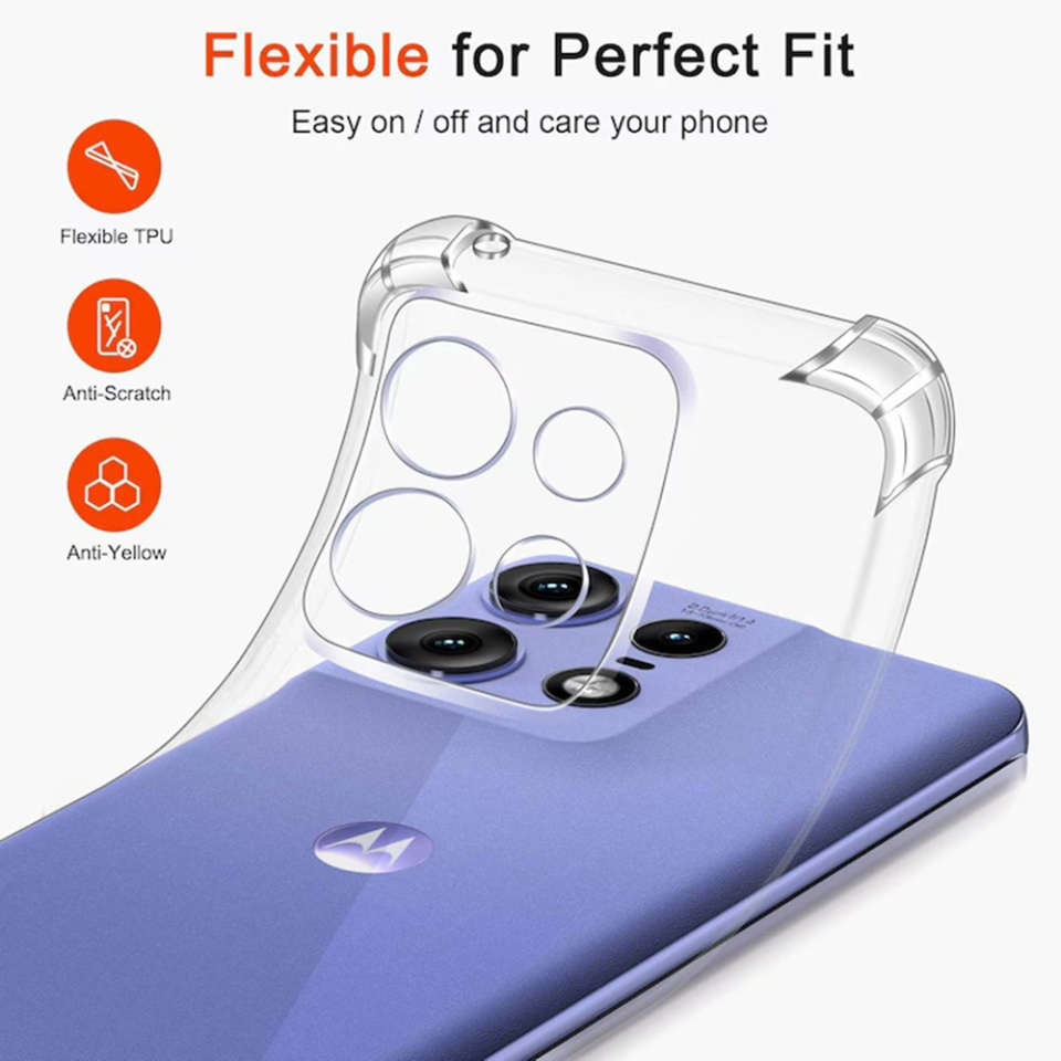 Husa pentru Motorola Edge 50 Neo , SKYDDAR INNOVATION, Shockproof Clear din Silicon Slim, Transparenta, set cu sticker - 2 | YEO