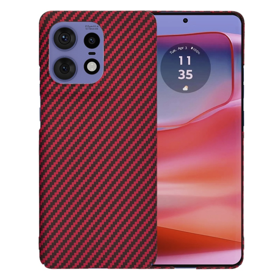 Husa pentru Motorola Edge 50 Pro, Finisaj Premium cu Textura de Carbon, Design Elegant, SKDR CarbonFlex - Rosu