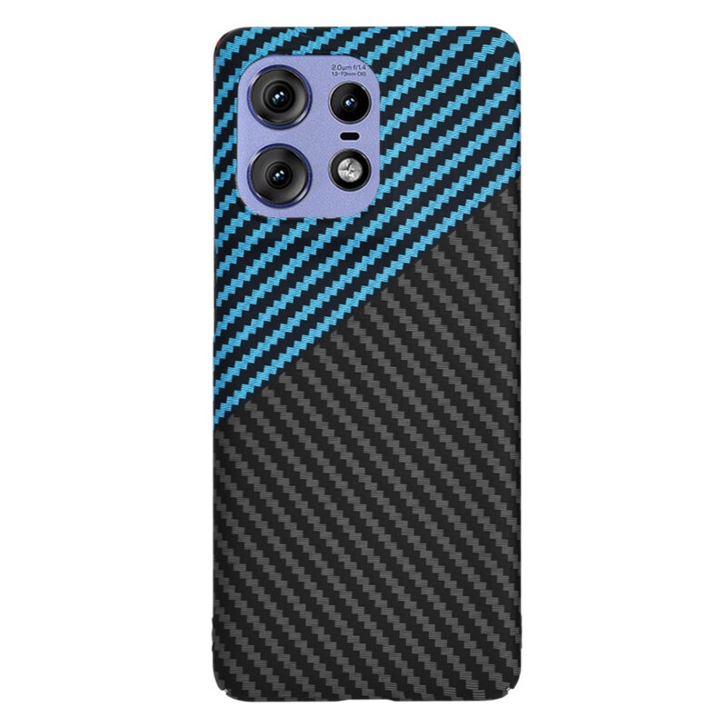 Husa pentru Motorola Edge 50 Pro, Finisaj Premium cu Textura de Carbon, Design Elegant, SKDR CarbonFlex - Bleu - 2 | YEO