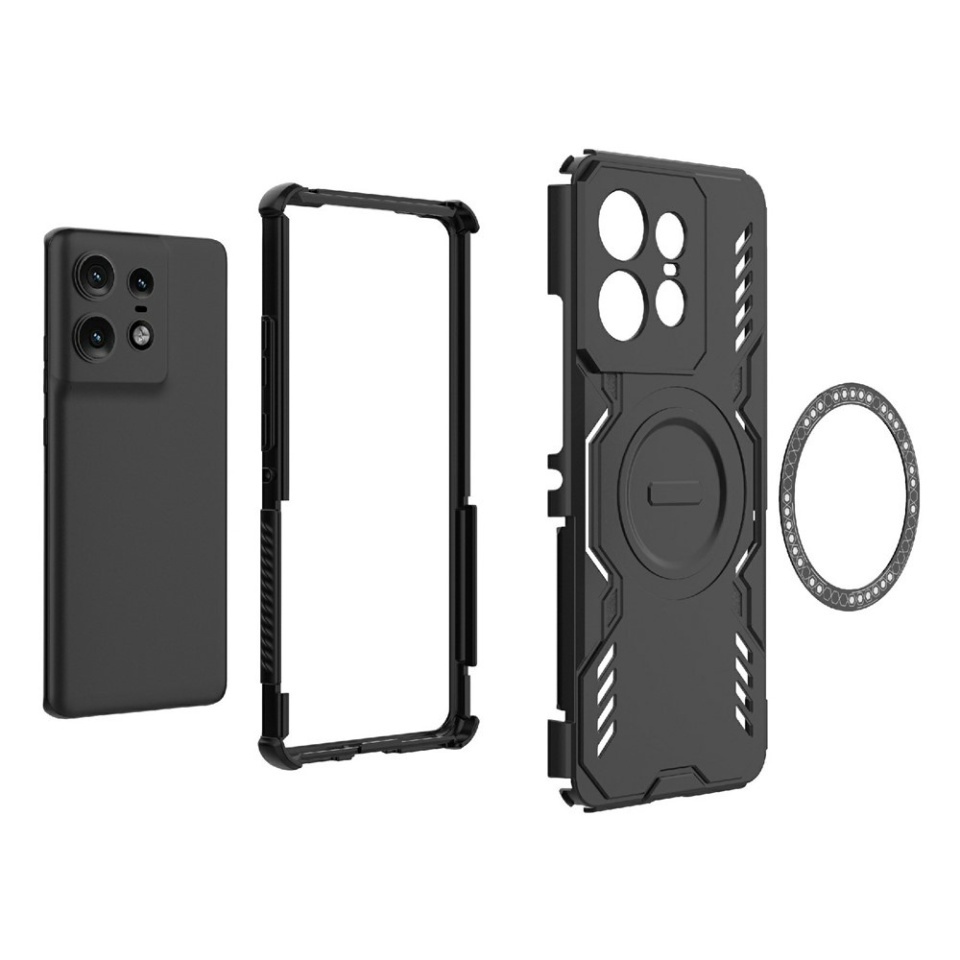 Husa pentru Motorola Edge 50 Pro, SKYDDAR INOVATION, ArmorMag, Magsafe, set cu sticker, Negru - 2 | YEO
