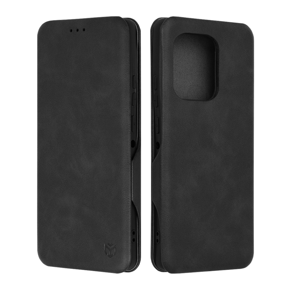 Husa pentru Motorola Edge 50 Ultra, SKYDDAR INNOVATION, Safe Wallet tip carte din Piele Ecologica, Suport Carduri, Inchidere Magnetica, Negru, set cu sticker