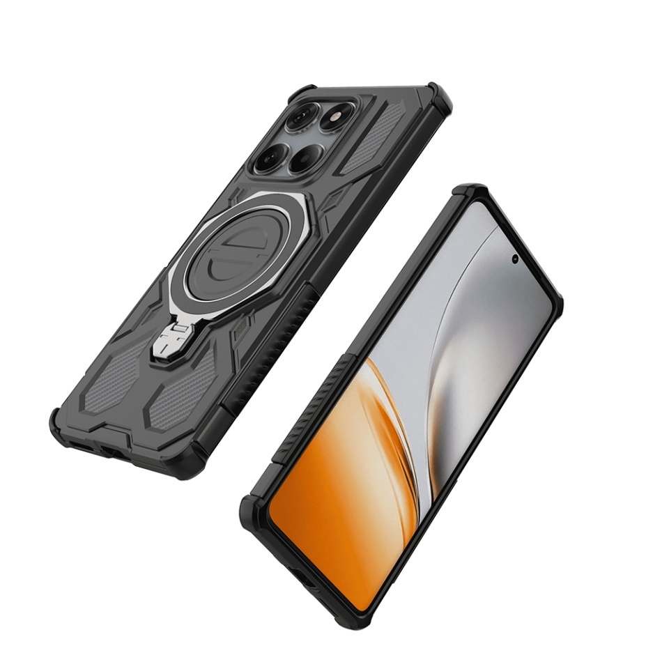 Husa pentru Motorola Edge 60 Fusion / Edge 60, Antisoc, SKYDDAR INOVATION, Carbon Shield PRO, Magsafe, set cu sticker, Negru - 3 | YEO