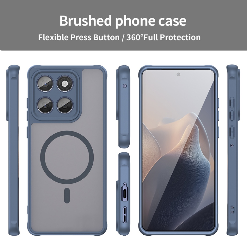 Husa pentru Motorola Edge 60 Fusion / Edge 60, SKYDDAR INNOVATION, HaloFrost MagSafe II, Antisoc, set cu sticker, Bleumarin - 2 | YEO