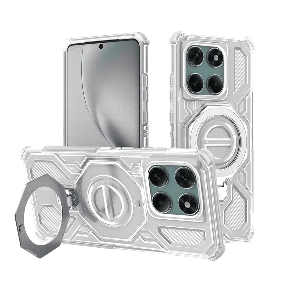 Husa pentru Motorola Edge 60 Pro, Antisoc, SKYDDAR INOVATION, Carbon Shield PRO, Magsafe, set cu sticker, Alb