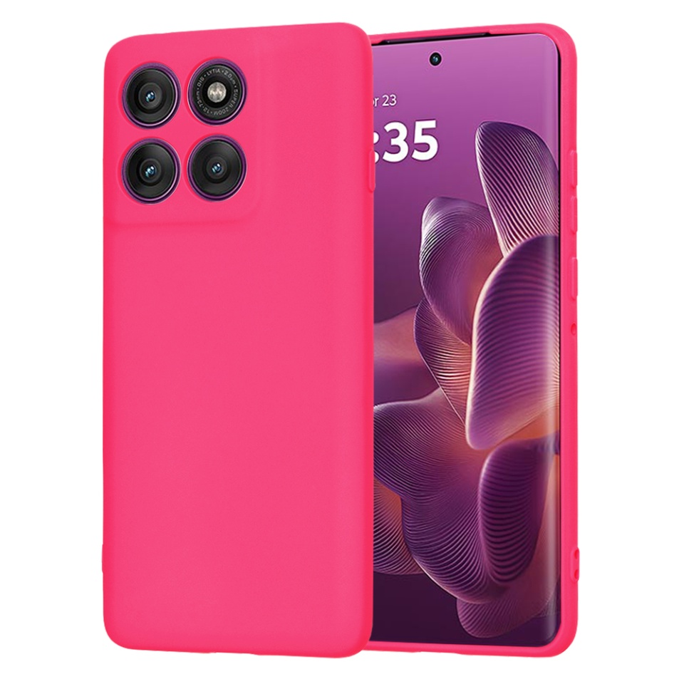 Husa pentru Motorola Edge 60 Pro, SKYDDAR INNOVATION, din Silicon Catifelat, SoftElegance , Fucsia, set cu sticker