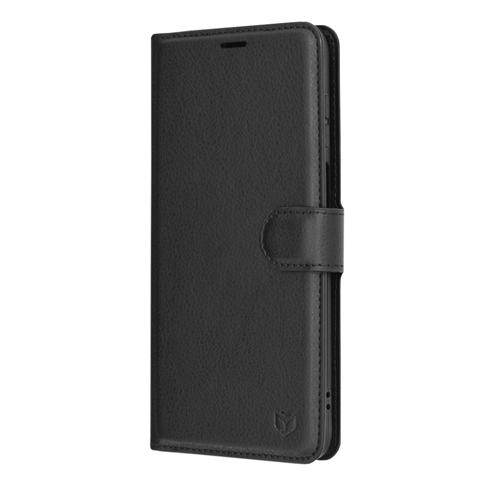 Husa pentru Motorola Moto E22s, SKYDDAR INNOVATION, Leather Folio tip Carte, cu Portofel Interior, Finisaje Premium, set cu sticker, Negru - 3 | YEO