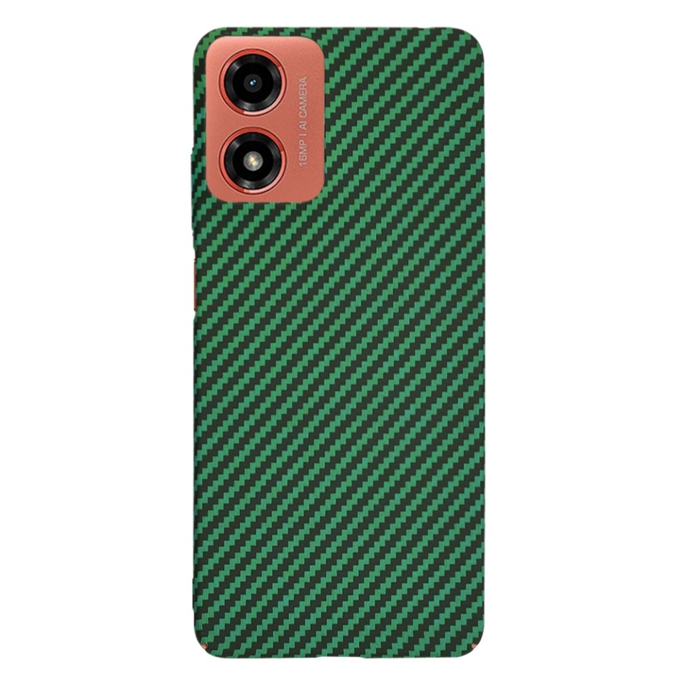 Husa pentru Motorola Moto G04 / Moto G24 / Moto G04s / Moto E14, SKYDDAR INNOVATION, textura carbon, Carbonite FiberShell, set cu sticker, Verde, - 2 | YEO