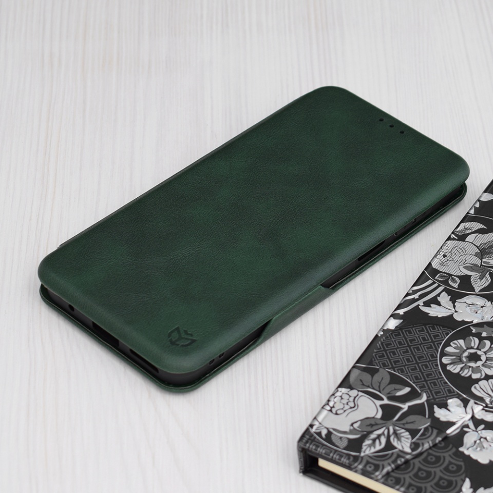 Husa pentru Motorola Moto G14, SKYDDAR INNOVATION, Safe Wallet tip carte din Piele Ecologica, Suport Carduri, Inchidere Magnetica, Verde, set cu sticker - 3 | YEO
