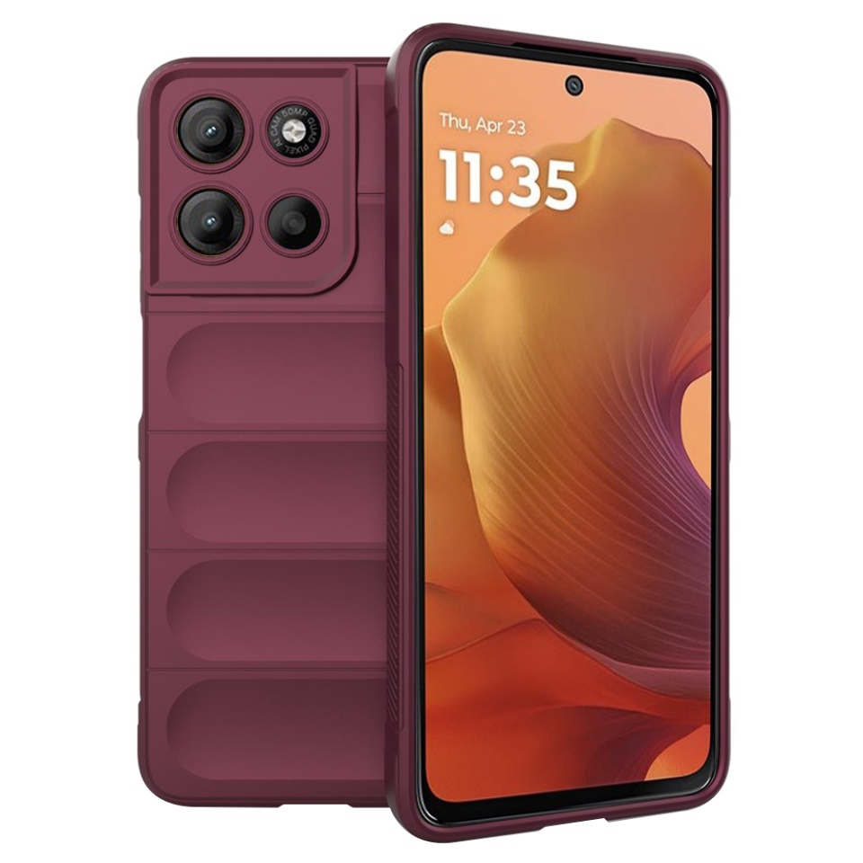 Husa pentru Motorola Moto G15 / Moto G15 Power, SKYDDAR INNOVATION, Magic Shield, din Silicon Mat, set cu sticker, Bordo