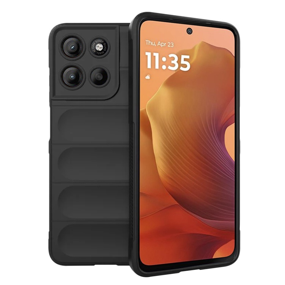 Husa pentru Motorola Moto G15 / Moto G15 Power, SKYDDAR INNOVATION, Vogue, din Silicon Mat, Negru, set cu sticker