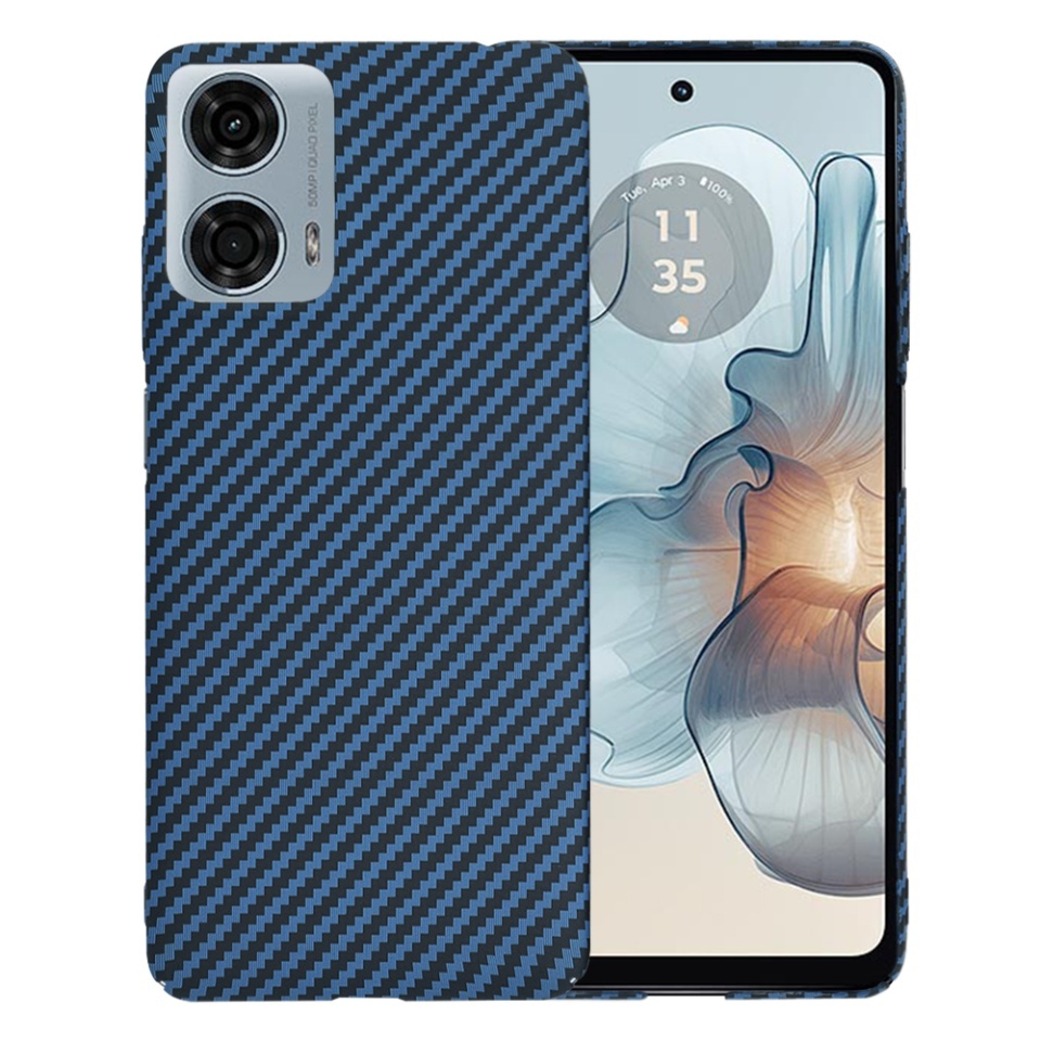 Husa pentru Motorola Moto G24 Power, SKYDDAR INNOVATION, textura carbon, Carbonite FiberShell, set cu sticker, Cyan,