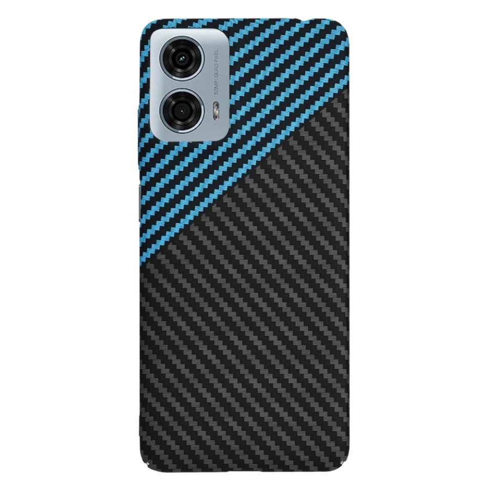 Husa pentru Motorola Moto G24 Power, SKYDDAR INNOVATION, textura carbon, Carbonite FiberShell, set cu sticker, Bleu, - 2 | YEO