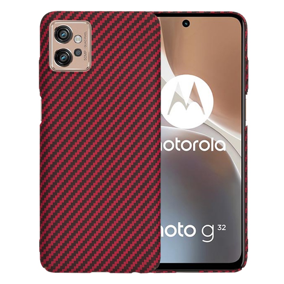 Husa pentru Motorola Moto G32, Finisaj Premium cu Textura de Carbon, Design Elegant, SKDR CarbonFlex - Rosu