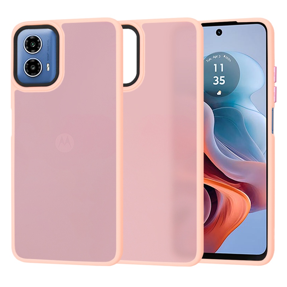 Husa pentru Motorola Moto G34, ce Absoarbe Cele mai Aspre Socuri, Skyddar Frosted - Roz