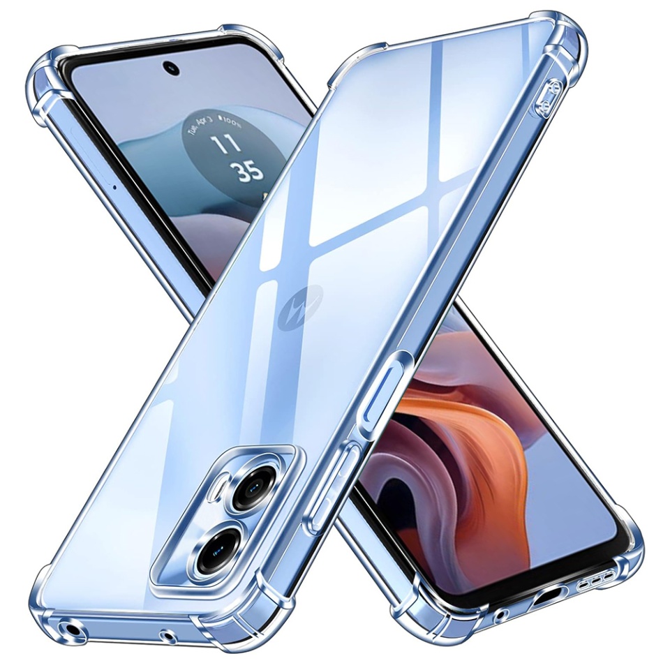 Husa pentru Motorola Moto G34 / Moto G45 , SKYDDAR INNOVATION, Shockproof Clear din Silicon Slim, Transparenta, set cu sticker