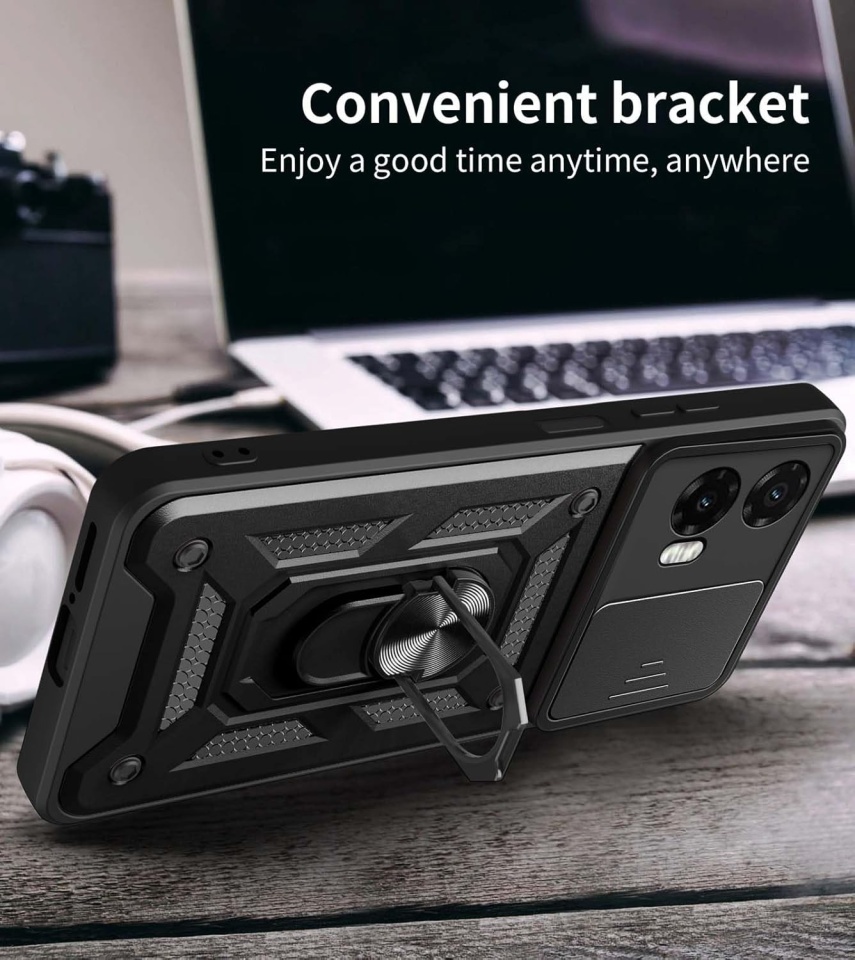 Husa pentru Motorola Moto G35 cu inel magnetic si protectie camera Skyddar CamShield - Roz - 1 | YEO