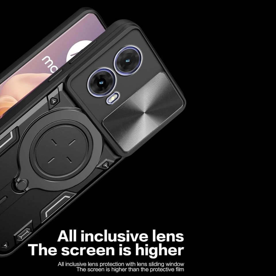 Husa pentru Motorola Moto G35, cu inel magnetic si suport ajustabil, protectie completa camera, SKDR SafeCover - Roz auriu - 3 | YEO