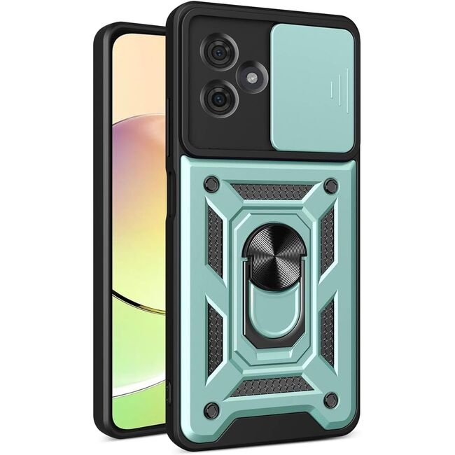 Husa pentru Motorola Moto G55 cu inel magnetic si protectie camera Skyddar CamShield - Verde - 1 | YEO
