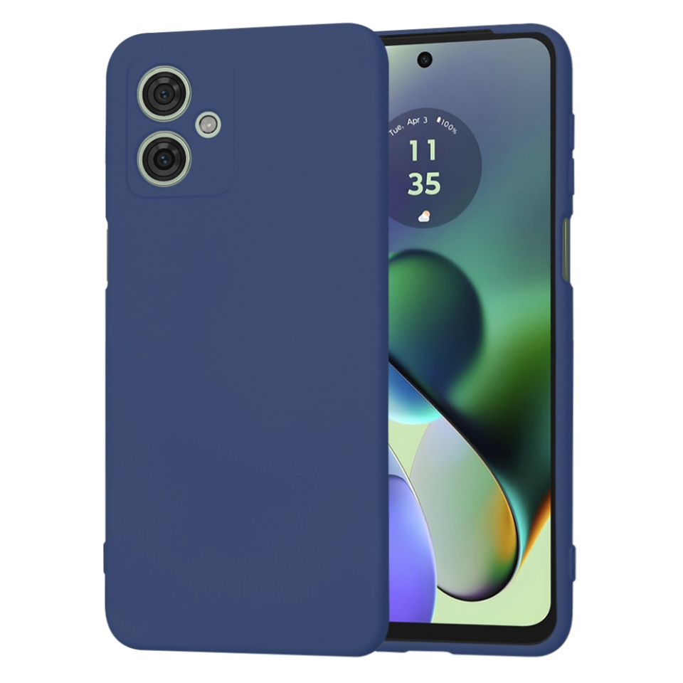 Husa pentru Motorola Moto G55 din Silicon Catifelat, Protectie Premium, Skyddar SoftElegance - Bleumarin