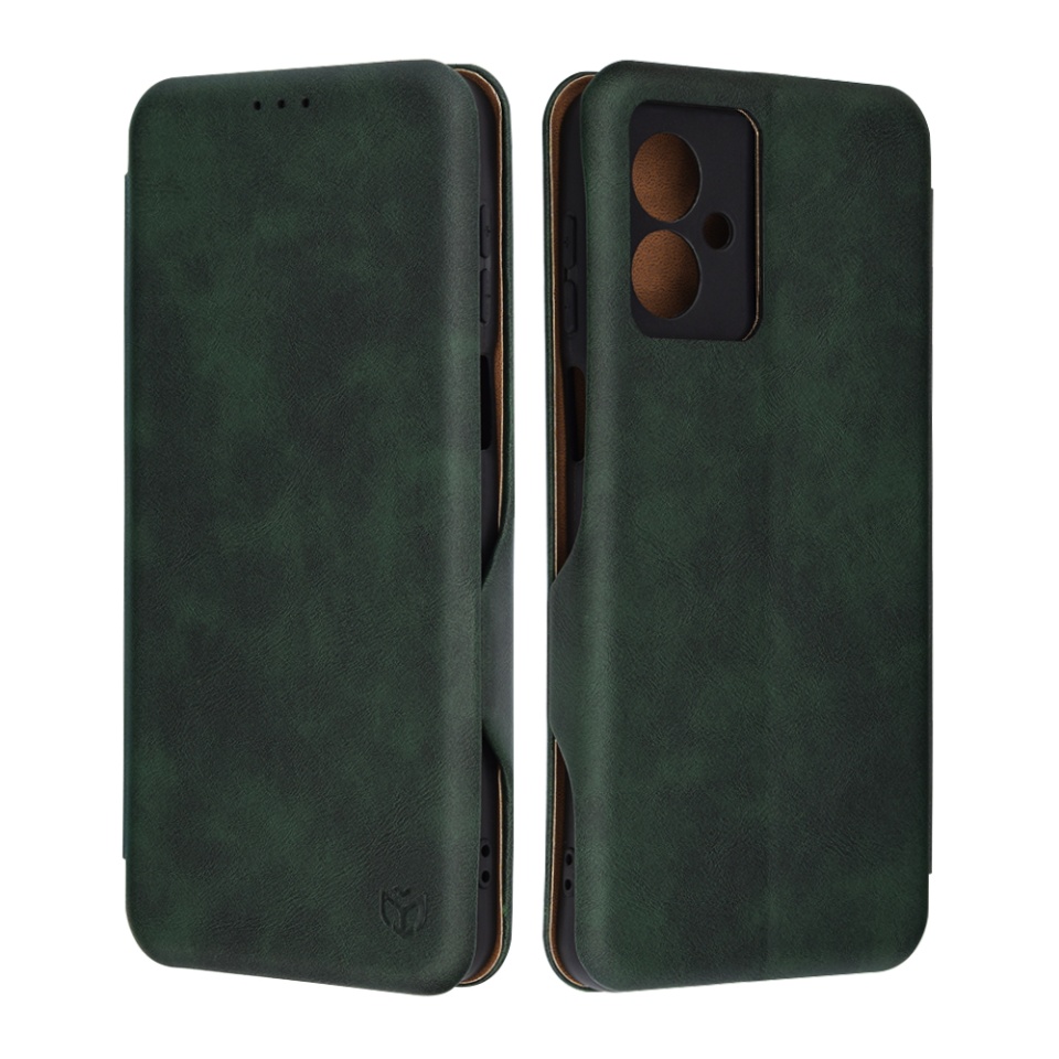 Husa pentru Motorola Moto G55, SKYDDAR INNOVATION, Safe Wallet tip carte din Piele Ecologica, Suport Carduri, Inchidere Magnetica, Verde, set cu sticker