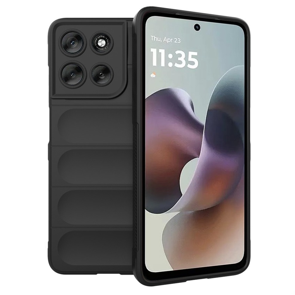 Husa pentru Motorola Moto G56, SKYDDAR INNOVATION, Magic Shield, din Silicon Mat, set cu sticker, Negru